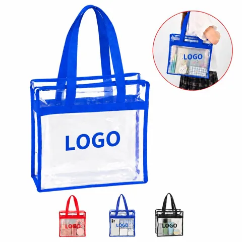 Clear Waterproof PVC Tote Bag with Zipper Closure