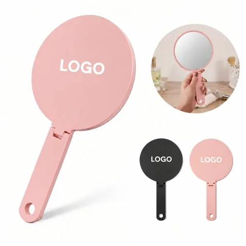 Foldable Round ABS Makeup Mirror with Portable Handle